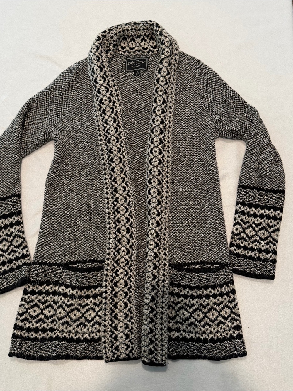 Lucky Brand Women's Geometric Pattern Knit Cardigan Sweater, small
